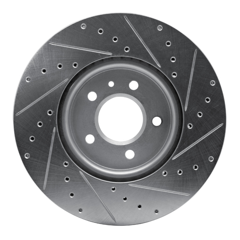 Buick CASCADA Brake Rotor (1) - Front Left - R1 Concepts - Drilled & Slotted - Silver - `14-`19